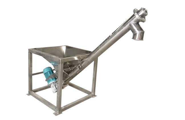 電機(jī)帶動(dòng)螺旋回轉(zhuǎn)，推移物料以實(shí)現(xiàn)輸送目的的設(shè)備