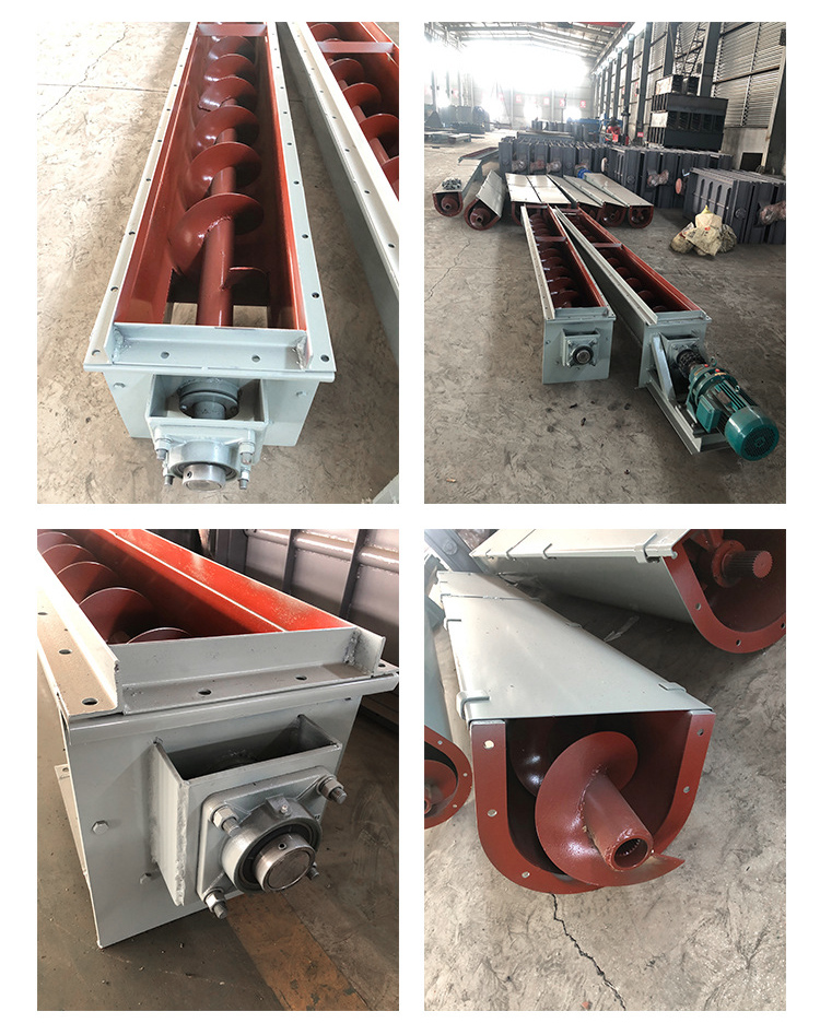 U型螺旋輸送機細(xì)節(jié)展示，采用不銹鋼材質(zhì)，輸送穩(wěn)定